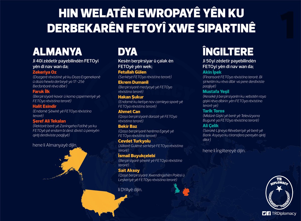 Derbekarên endamê Rêxistina Terorê ya Fetullahî û welatên ku xwe sipartinê